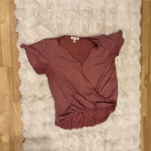 Monteau Mauve Rose Wrap-Style Short Sleeve Tee